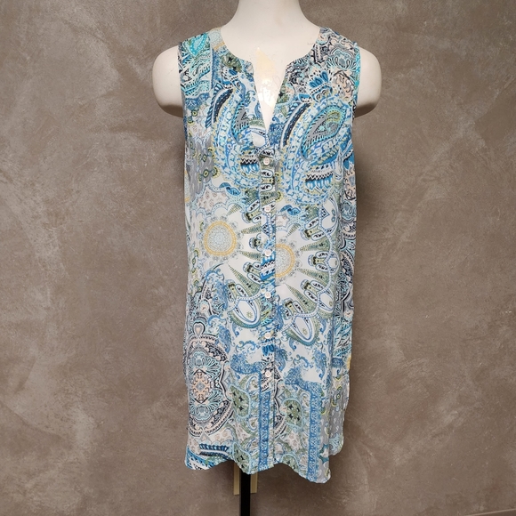 Spense Button Front Sleeveless Tunic Style Top Size Medium - Picture 2 of 11